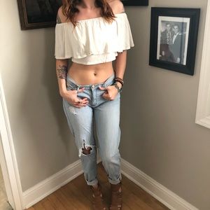 White Flouncy Crop Top